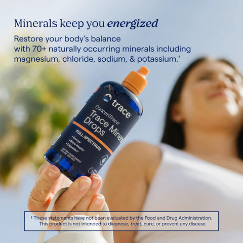 Straight Up Liquid Trace Mineral Drops Loaded With Seventy Plus Ionic Minerals And Key Electrolytes Like Magnesium Potassium And Chloride For Prime Body Function And Real Daily Vitality in hand outdoors