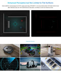 Collage of RPLIDAR C1 360 Degree 2D Lidar Sensor For Robots With 12m Scan Radius and application examples in robots and vehicles.