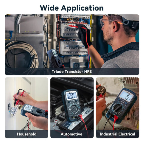 Pro Grade Digital Multimeter For Home And Workshop used in household, automotive, and industrial applications.