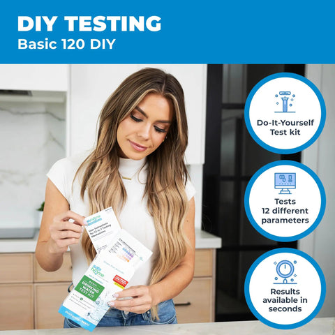 User demonstrating the Real Talk 12 Parameter Drinking Water Test Kit For City Tap And Well Water Check Including Rapid Test Strips.
