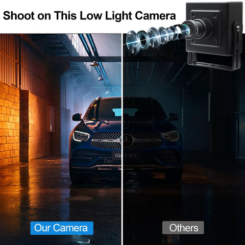 Comparison of image quality in low light using our 1080P 120fps High Speed USB Camera With 12MP Sensor on a car versus another camera.