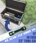 Aluminum Handle Ruler For Precise Cuts, 55cm Centimeter Ruler displayed next to a 23" tool case outdoors