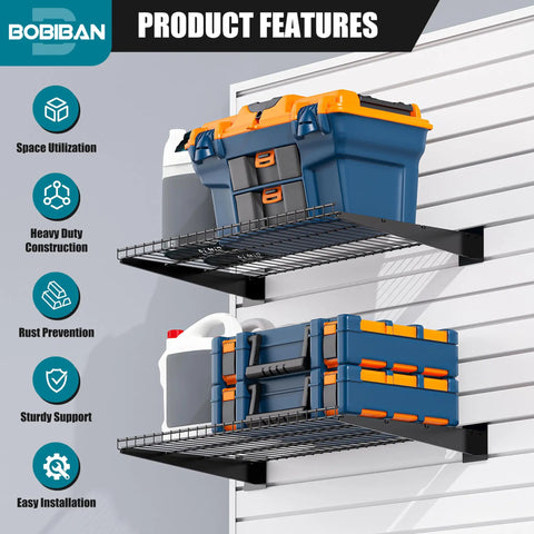 Hardcore Heavy Duty Metal Slatwall Shelves Two Pack With A Slick Black Powder Coat Finish Rock Solid Build Supports 55 Pounds Each Go To Solution For Garage Storage Retail Merchandising Or Shop Floor Organization
