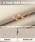 Beige Outdoor Seat Cushion 24 By 24 Inch Waterproof And Fade Resistant with dual-layer waterproof protection and UV resistance