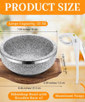 Two Set Dolsot Bibimbap Stone Bowls With Wood Bases And Aluminum Tongs Sizzling Hot Pot Stoneware For Korean Restaurants And Home Perfect For Rice Soup Stew 32 Oz Each displayed with dimensions and capacity details.