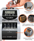 Heavy Duty Automatic Digital Coin Counter Bankroll Wrapper Separates Pennies Dimes Nickels Quarters Smoothly So You Can Count Down The Bucks Without Kidding Today with hopper and LCD display.