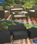 Heavy Duty Waterproof 4 Piece Patio Furniture Covers Set For Rattan Wicker Conversation Sets 420D Fits Loveseat Armchairs And Coffee Table Durable Weatherproof Protection In Rain Wind And Snow on wooden deck