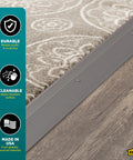 Pewter Aluminum Carpet Trim 2 In By 36 In With Screw Nails, Strong Transition Strip For Doorways And Uneven Floors, Durable Aluminum