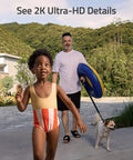 Man with dog and child outdoors, showcasing the Dual Camera Video Doorbell 2K HD Wireless Battery Powered No Fuss feature.