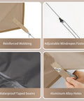 Reinforced webbing and taped seams on Beefy Heavy Duty Camping Tarp Canopy With Poles, Waterproof 18000mm Rain Shelter