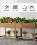 Wooden Raised Garden Bed With Legs And Two Tiers, Heavy Duty Planter Box For Backyard Patio Balcony, Brown Finish
