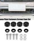 Bling License Plate Fasteners Kit With Rhinestone Caps And Screws, Black Bolt Covers, Universal Fit For Cars, Trucks, And Motorcycles