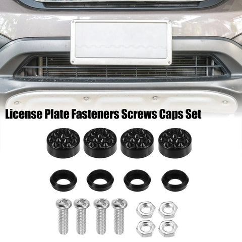 Bling License Plate Fasteners Kit With Rhinestone Caps And Screws, Black Bolt Covers, Universal Fit For Cars, Trucks, And Motorcycles