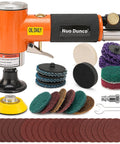 2 Inch Pneumatic Mini Orbital Sander Kit With 2 In 1 Air Right Angle Grinder Polisher Surface Prep Tool Includes 40 Discs for Woodworking