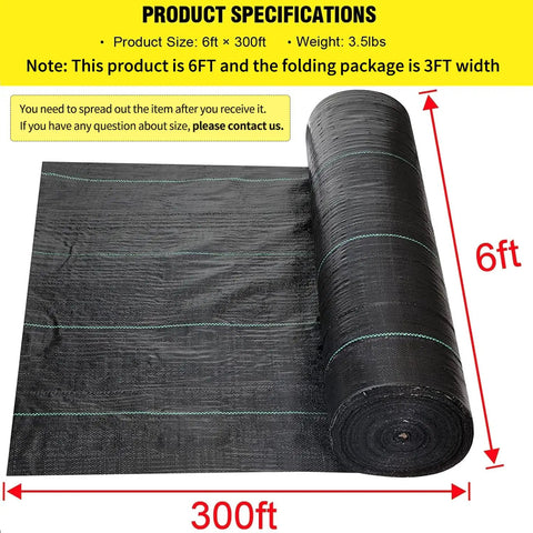 Tough As Nails Pro Grade Heavy Duty 3.5 Oz Landscape Fabric 6x300 Ft Weed Barrier for driveways and erosion control