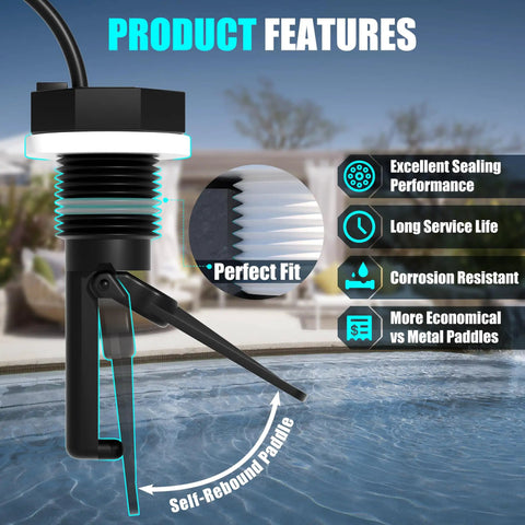 Flow Switch Replacement For Hayward Salt Systems And Salt Cells With 15 Ft Cable Compatible With GLX-FLO-RP, GLX-FLO-HP, And OPT-FS