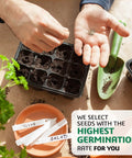 Planting seeds from 10 Herb Garden Kit Non GMO Heirloom Seeds For Indoor And Outdoor Windowsill Grow Kit With Thyme Lavender Chamomile Dill Chives Cilantro Rosemary Basil Parsley Sage Gift Idea