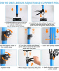 Leikius 2-pack adjustable steel cabinet jacks with blue poles and black clamps for drywall lifting