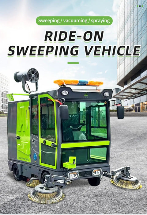 Heavy Duty Ride On Floor Sweeper For Commercial Use. This Industrial Cleaning Machine Efficiently Picks Up Debris And Dust. Built Tough For Warehouses And Factories. Custom Configurations Available To Fit Your Specific Needs. Get A Sparkling Clean Floor