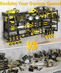 Massive 64 Inch Power Tool Organizer Wall Mount With 1000 Lbs Load Capacity, Heavy Duty 4 Tier Garage Storage Rack With 8 Drill Holders