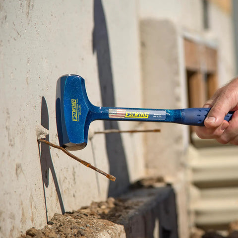 Big Blue 4 Pound Drilling Hammer With Long Handle Built Like a Tank Forged Steel Construction Shock Reduction Grip Made in USA