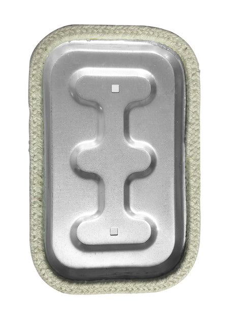 Front view of a 10x6 inch aluminum grease duct access door with beige gasket.