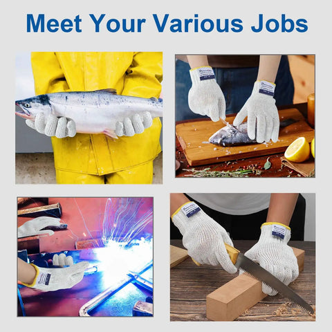 Versatile Pro Grade ANSI Level 8 Cut Resistant Gloves With Stainless Steel Thread Reinforced Fibers in use for various tasks