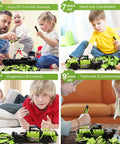Kids playing with 2-In-1 Remote Control Race Car And Off Road Truck Building Set, showcasing STEM skills for ages 6-9.
