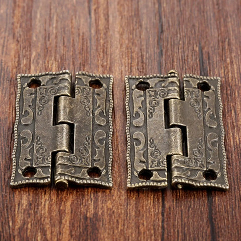 Antique Bronze Cabinet Hinges For Jewelry Boxes And Small Furniture Mini Decorative Door Drawer Hardware 35x23mm durable set of 2