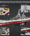Detail view of Battleship Building Set 60011 Classic Military Missouri Warship Model Kit with mobile turret and radar console.