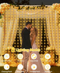 Solar Curtain Lights 7.9 Feet By 6 Feet With 144 LEDs Outdoor Waterproof Fairy String Lights for Wedding Decor
