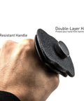 Close-up of a hand gripping the ergonomic slip-resistant handle of the Premium Manual Hammer Impact Driver Set For Brake Caliper Screws Reversible 1/2 Inch Drive Beefy All Steel Construction Lets You Tighten Or Loosen Stubborn Nuts And Bolts With Real Power And Control, showing double-layer hand protection.