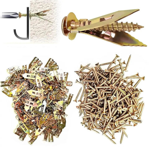 Heavy Duty Self Drilling Drywall Anchor Screw Kit For Plasterboard Mounts With Matched Metal Expansion Screws for wall fixtures