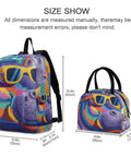 Colorful insulated lunch box backpack with laptop sleeve fits 15.6 inch for women and men, lightweight and scratch resistant.