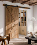 4 Foot Single Sliding Barn Door Hardware Kit Black With Carbon Steel Hangers And Flat Track System for Closet or Kitchen