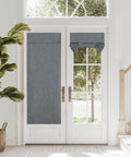 100 Percent Blackout French Door Curtains For Privacy In Living Room And Bedroom, Light Gray 26 By 72 Inch One Panel Thermal Insulated Door Window Covering With Rod Pocket And Easy Install Sticky Strap