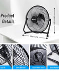 9 Inch Floor Fan With 3 Speed Settings, Portable Metal Design, Quiet Operation, 180 Degree Tilt For A Custom Breeze