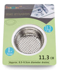 Two Pack Stainless Steel Kitchen Sink Strainer Set With Large Wide Rim Four Point Five Inch Diameter Micro Perforated Two Millimeter Holes