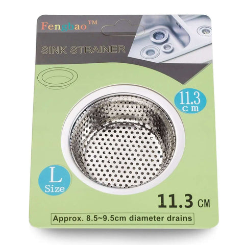 Two Pack Stainless Steel Kitchen Sink Strainer Set With Large Wide Rim Four Point Five Inch Diameter Micro Perforated Two Millimeter Holes