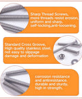 Hella Durable 4-40 Phillips Flat Head Machine Screws And Hex Nuts Assortment Kit Featuring 260 Pieces Of 304 Stainless Steel Countersunk Fasteners With Locking Washers close-up of sharp thread stainless screws and hex nuts for durable fastening.