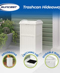 Hideaway Outdoor Trash Can With Lid 30 Gallon White Decorative Wicker Style Bin Made From Weather Resistant Resin That Hides Trash On The Patio Or Yard Fits 30 To 33 Gallon Bags Keeps Pests And Odors At Bay on patio