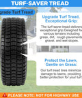Close-up of tread on 2-Pack 4.10 By 3.50 4 Flat Free Tire And Wheel Set for hand trucks and garden carts, featuring turf-saver grip.