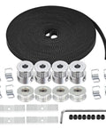 5M GT2 Timing Belt Kit For 3D Printers, 6mm Wide Belt, 20 Tooth 5mm Bore Pulleys, 4 Idlers, 8 Tensioner Springs, 4 Gear Clamp Mount Blocks