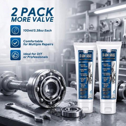 2 Pack CV Joint Grease 3.38oz Each Heavy Duty Lubricant For Constant Velocity Axles, two 100ml tubes on workbench