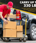Man using Heavy Duty Foldable Push Cart Dolly 330 Lb Capacity With Upgraded Collapsible Hand Truck Folding Platform