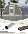 26 By 10 Ft Extra Large Walk In Chicken Coop With Dome Roof Front And Rear Doors Feeding Door Roosting Ladder Outdoor Poultry Cage With Galvanized Steel Frame Easy Standing Room For 16 To 25 Hens Easy Clean Backyard Ready Coop showing galvanized steel tubing comparison with competitor rusted tubing