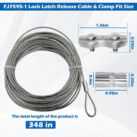 Heavy Duty Lock Release Cable And Fixture Kit For Rotary Two Post Lifts Fits SP7 SPO7 SPOA7 SP88 all parts with dimensions