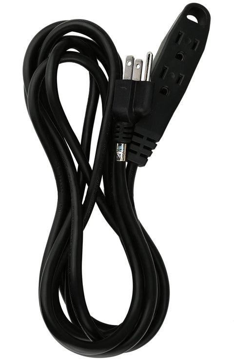 20 Foot Indoor Outdoor Extension Cord Power Cable With 16/3 Gauge, Three Outlet, UL Listed, Black, Heavy Duty and Weather Resistant