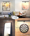2 Pack Wireless Picture Lights With Remote Battery Operated 16.5 Inch Dimmable Timer Full Metal Magnetic Display Light illuminating artworks and dartboard