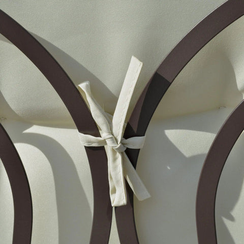 Close-up of tied cushion detail on Two Person Patio Swing Bench With Adjustable Shade Canopy Cushions Throw Pillows And Tray Beige